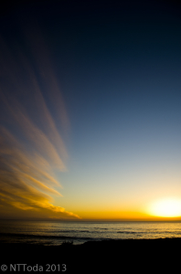 Beautiful sunset with streaks of clouds